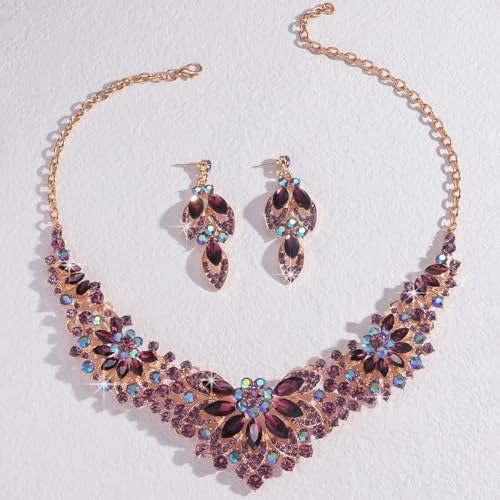 Image of Shining Diva Fashion Stylish Design Fancy Crystal Necklace Jewellery Set for Women | Trendy Celebrity Inspired Jewellery