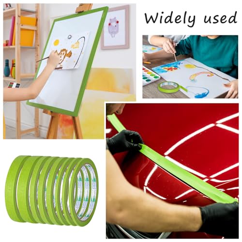 Image of 8Rolls Fine Line Tape Thin Painters Tape Total 160yards Pinstripe Masking Tapes 1 /8, 1 /4, 1 /2 inch Width Art TapeSmart Selection Painter Adhesive Automotive for DIY Car Auto Paint (Green, Mixed Sizes)