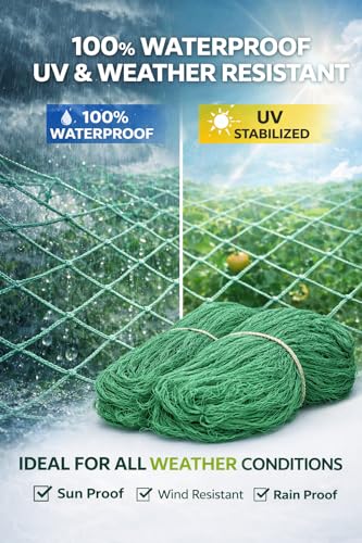 Image of 12 Ply Plant Netting 50 mm Mesh - Heavy Duty Garden Support Net, UV Resistant Trellis Net for Vegetables, Climbing Plants & Creepers (Green, 10 X 150 FT)