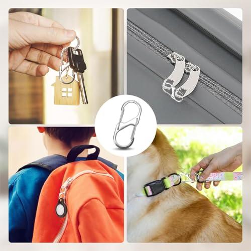 XBFOCNH 10 Pcs S Karabiner,Karabiner Edelstahl,Mini Aluminiumlegierung Karabinerhaken,S-Form Metall Schnalle Doppelkarabiner,für Outdoor-Aktivitäten Camping Wandern Reisen,Silber