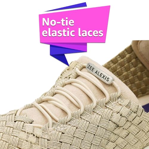 Image of Zee Alexis Women's Danielle Sneakers | Breathable Lightweight Flexible Casual Comfortable Slip-On No-Tie Elastic Laces Woven Shoes