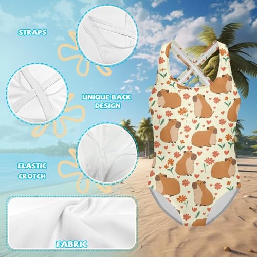 Image of Kids One Piece Swimsuit for Girls 5-14 Years Old Pretty Secure and Comfortable