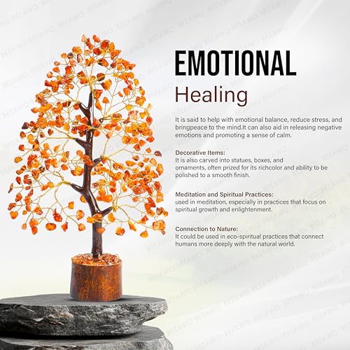 Image of Crocon Carnelian Crystals Tree, Birthday Gifts for Women, House Warming | New Home Decor, Healing Crystals Spiritual Present, Birthday Gift for Mom, Orange Decor, Gemstones Money Tree Positivity