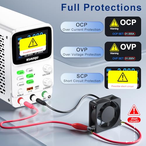 Image of Programmable DC Power Supply Variable 30V 10A KUAIQU Microcurrent 10μA Voltage Curve&Current Curve Lab Power Supply, Bench Power Supply with TFT Display /Memory /OVP /OCP for R&D /Lab /Precision Testing