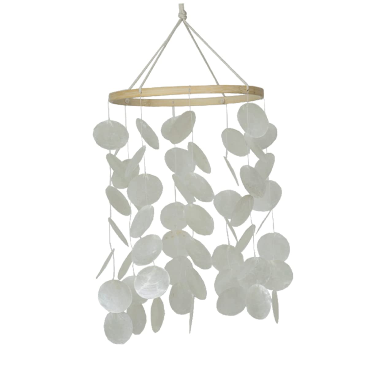 Campanello a Vento Conchiglie, Decorazione Appesa Delicata | Cerchio in Legno e Conchiglie, Design Naturale e Creativo, Accessori per Mare e Ornamenti Giardino per Esterno