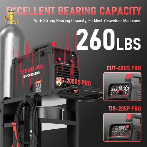 Image of YESWELDER Welding Cart for TIG MIG Welder and Plasma Cutter,Three-Layer Welder Cart,Tank Storage Safety Chains, Heavy Duty Large Storage 360 Rolling Welding Trolley