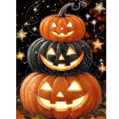 Skyboda Pumpkin Diamond Painting Kits for Adults, Halloween Diamond Art Kits for Beginner, DIY Full Round Diamond Dots for Adults with Craft Art Kits for Home Wall Decor 12x16inch