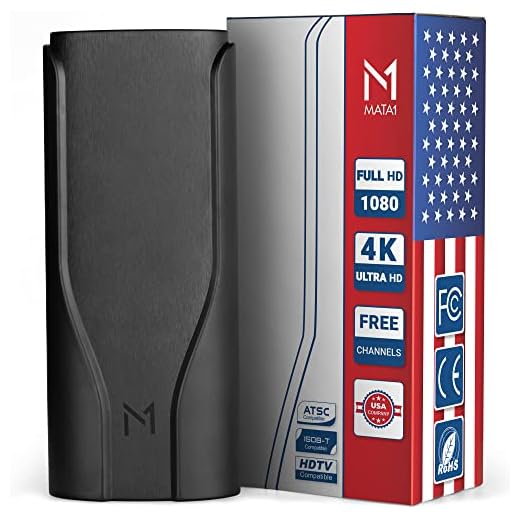 Mata1 4K HDTV Antenna w/Built-in Amplifier for Indoor/Outdoor, 300 Mile Long Range 360° Signal Reception for Smart TV & Older TVs, 29.5 ft Coax Cable