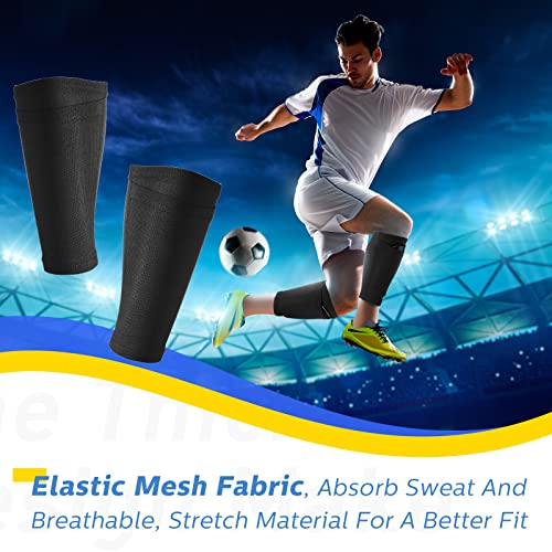 Hicarer Soccer Shin Guards Sleeves 4 Pairs Flexible Soccer Shin Guard Leg Performance Support Polyester Shin Guard Sleeve Holder With Pocket For Soccer Sport (White, Black,L) #TOP5