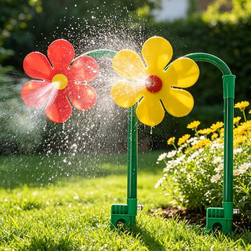 WRQIOO 2PCS Rasensprinkler Tanzende Blume 360 Crazy Daisy Sprinkler Wasserblume für Garten mit 4/6-Zoll-Schlauchanschluss Geeignet für Gärten und Außenbereiche