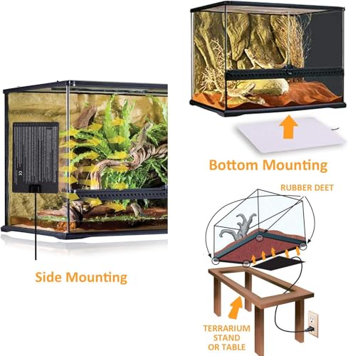 Image of Aiicioo Under Tank Heater Thermostat - Reptile Heating Pad with Temperature Control Reptile Heat Mat for Combo Set for Hermit Crab Lizard Terrarium 24W