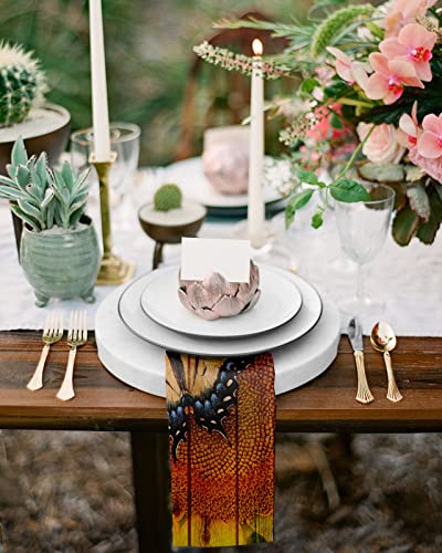 Kitchen Cloth Napkins, Set Of 8 Floral Sunflower Butterfly Soft Comfortable Dinner Table Napkins Cloth, Washable Table Napkins For Parties Wedding, Yellow #TOP3