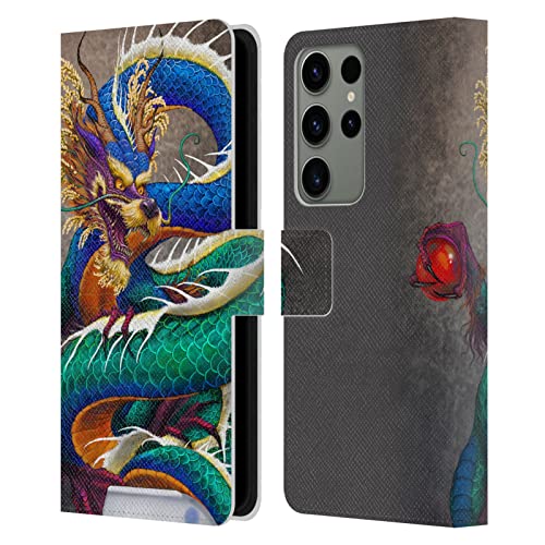 Carcasa Samsung S23 Ultra Funda Cuero Libro Stanley Morrison Dragones Sake Head Case Designs