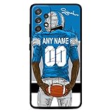 VNGDA Custom Name & Number Phone Case for Samsung Galaxy A16 A15 A14 5G A35 A25 A53 A03S A12 A42 A32 A02S A54 4G, DIY Design Football Player Liquid Silicone Case(Detroit)