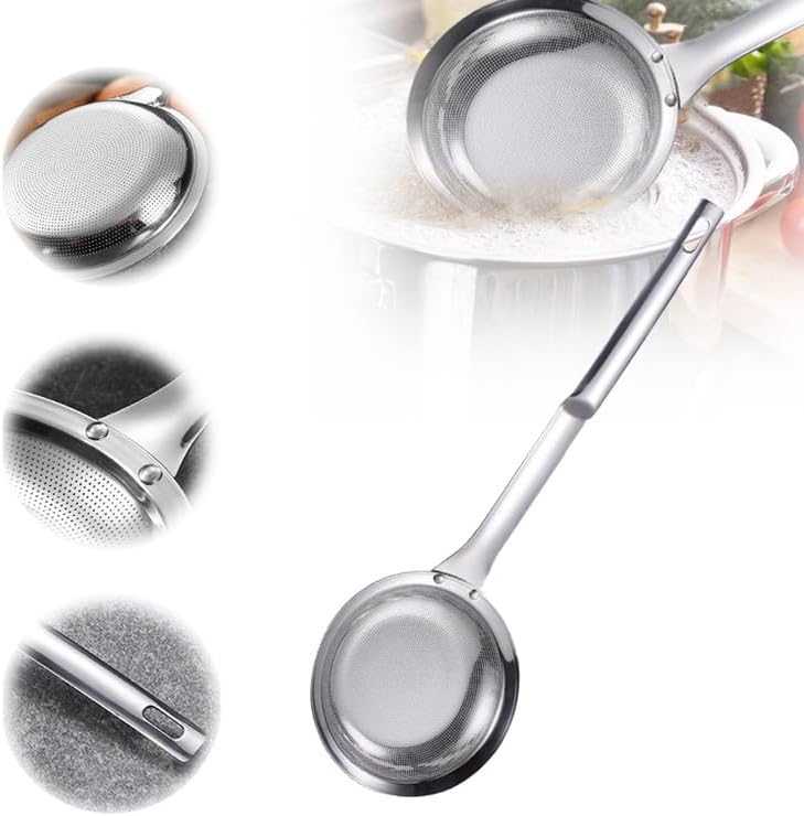 Miniatura 11 de Colador de acero inoxidable de malla fina, colador de malla fina de acero inoxidable mejorado 2024, colador de alimentos de mango largo para cocina,