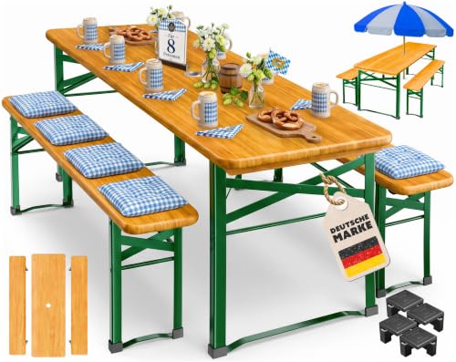 KESSER® Bierzeltgarnitur 3-TLG., Festzeltgarnitur klappbar, Biertisch mit 2 Bierbänken, Gartenmöbel Set Holz, Partygarnitur, Sitzgarnitur, wetterfest, stabil...