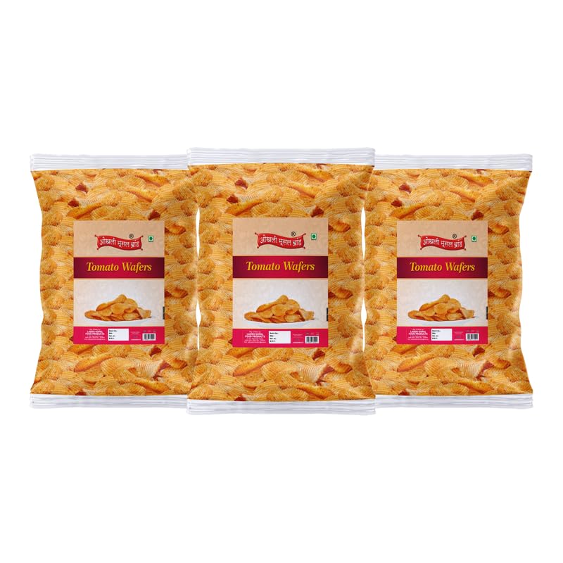 Image of OKHLI MUSAL BRAND Aloo Chips Wafers Fried Potato Chips Wafers Indian Snacks Namkeen | Marwari Tomato Tango Flavour, Crunchy Chips & Snacks | Bachcho Ka Favourite Savoury Snack-850g*3Pack