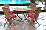 Anderson Teak 107 Bahama 47' Round Folding Table and 4 Classic Folding Chairs...