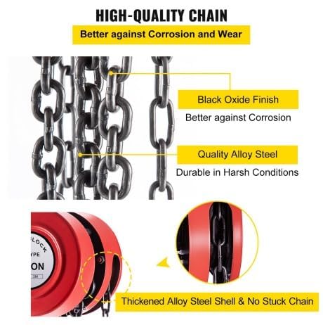 Image of Jawsons Hand Chain Hoist 1 Ton (4400Lbs)- Manual Steel Chain Block Hoist with 10ft /3mtr Lifting Height and Industrial Grade Steel Construction, Ideal for Construction, Garages, Warehouses