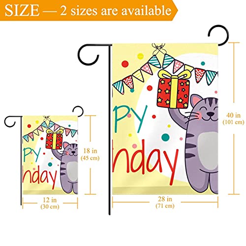 Drapeau de bienvenue Happy Birthday chat extérieur double face robuste - 3