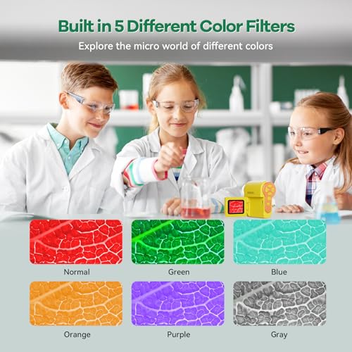 Image of Hideal HP20 IPS Microscope for Kids: [3-in-1] [Easy and Fun] 2 inch Portable Handheld Microscope Miniscope, Pocket Mini Scope Educational Science Kit, Christmas Birthday Gifts for Kids, 32GB, Yellow