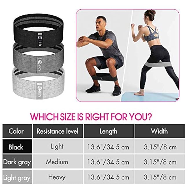 Resistance Bands, Fabric Workout Bands for Women & Men, Cloth Booty Resistance Loop Bands, Thick Squat Bands for Butt/Legs/Thigh/Hip/Glute Excersing
