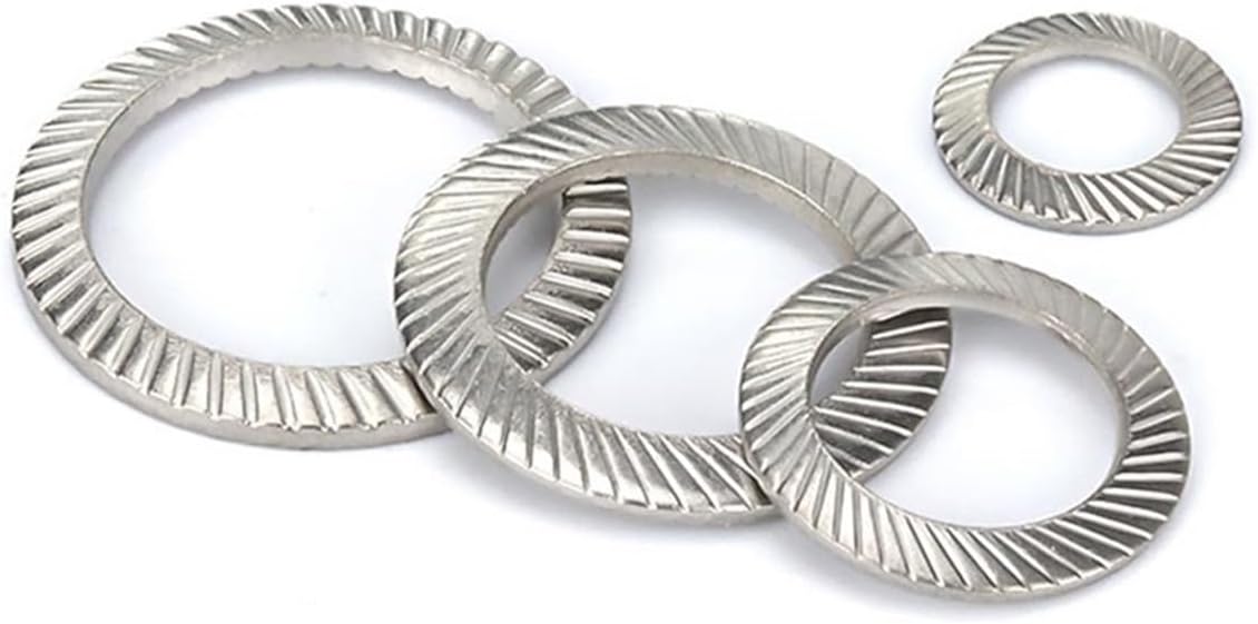 CREAP 10/50pc M2.5 M3 M4 M5 M6 M8 M10 M12 M14 M16 DIN9250 304 Stainless Steel Knurled Elastic Gasket Disc Spring Serrated Lock Washer(10pcs M16)