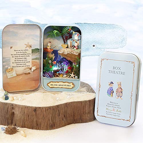 Dollhouse Miniature With Furniture,Diy Dollhouse Kit Mini Iron Box Theater,1:24 Scale Creative Room Toys Best Christmas Birthday Gift For Lovers Boys And Girls(Island Adventures) Q02 #TOP1