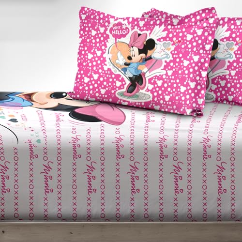 Image of Sassoon Disney Minnie Mouse Digital Printed 100% Cotton Bedsheet with 2 Pillow Covers in 300TC