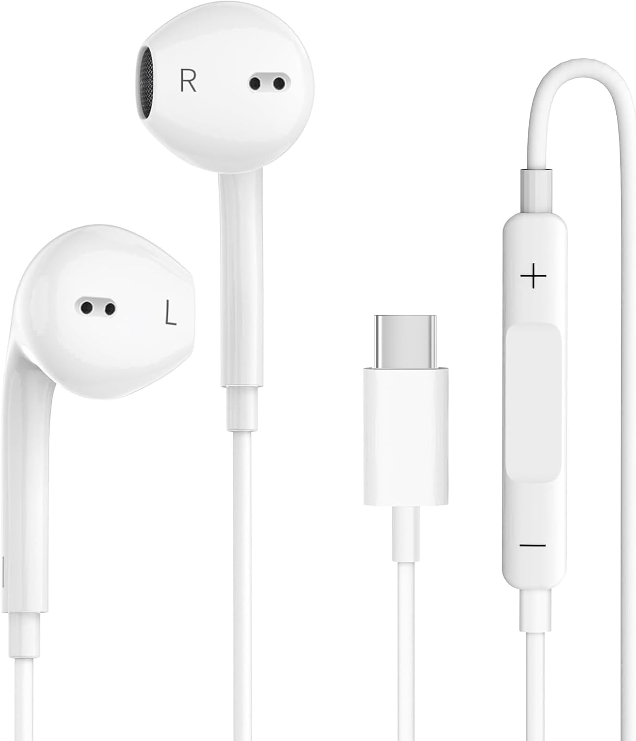 Wired Earphones for iPhone Earbuds with Type C Connector Plug&Play Built-in Microphone & Remote Control Headsets Compatible Phone 15 Pro Max/Plus/Pad Pro/S23/S22/S21/S20/Note 10/20 Ear Corded Headsets