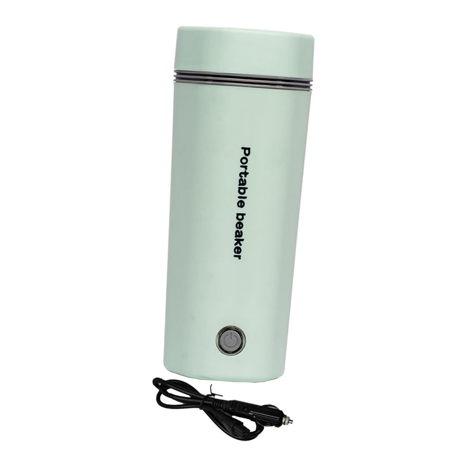 Hervidor eléctrico de viaje para coche de 12V verde y portátil con tamaño para portavasos