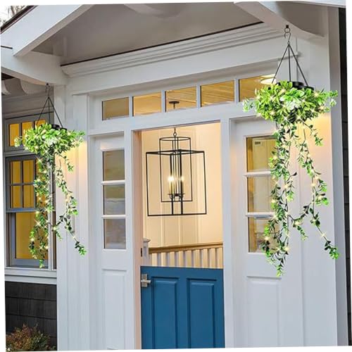 Plantas colgantes solares exterior luces artificiales hiedra impermeable jardín 5