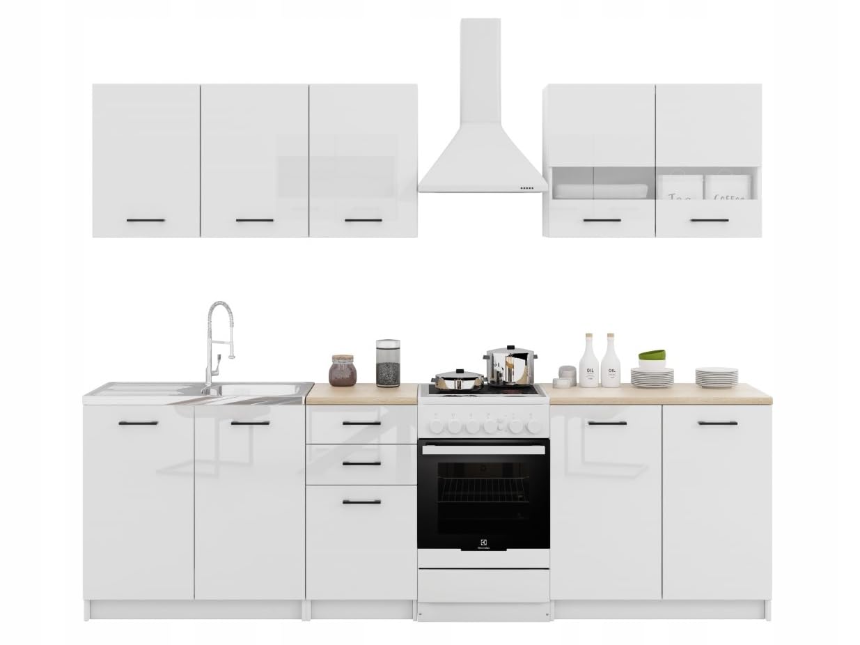 Unterschrank mit Arbeitsplatte 45 cm - stehende Türenschrank -aus MDF und weiß Acryl Glanz - zum Selbstaufbau, universell -mit der Möglichkeit - die Tür nach Links oder rechts zu öffnen