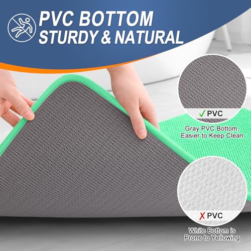 Image of OLANLY Thick Memory Foam Small Bathroom Rugs 24x16, Extra Soft Absorbent Bath Rug, Quick Dry Bath Mats, Non-Slip, Machine Washable Mat for Bathroom, Tub and Shower, Home Decor Accessories, Mint Green