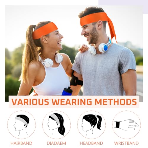 Image of Hiboom 30 Pack Tie Headband Bulk Sports Tennis Head Tie Ninja Karate Tie Back Athletic Sweatbands Adjustable Hair Bands for Women Men Basketball, Football, Soccer, Running, Yoga Workout