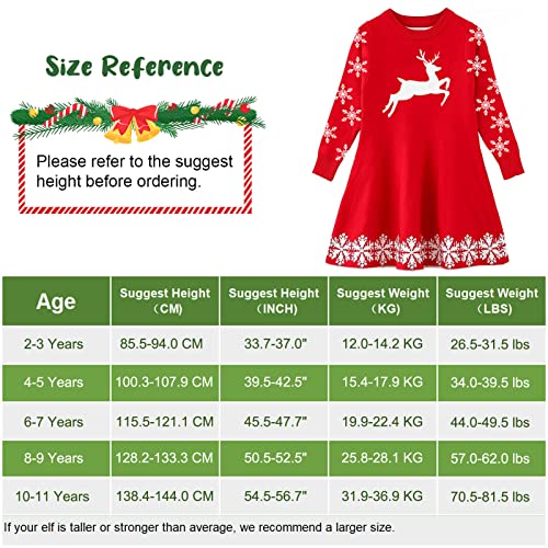 Girls Ugly Christmas Dress Long Sleeve Xmas Snowflake Deer Sweaters For Holiday Party Gifts 8T #TOP5