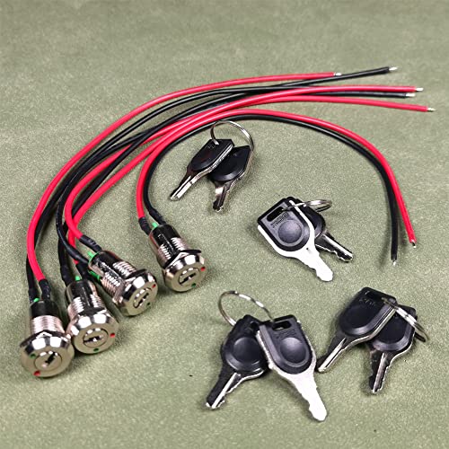 Gebildet Metall-Schlüsselschalter 12mm Ein/Aus Vorverdrahtet, Sperre Rastender Schlüsselschalter (4Stück)