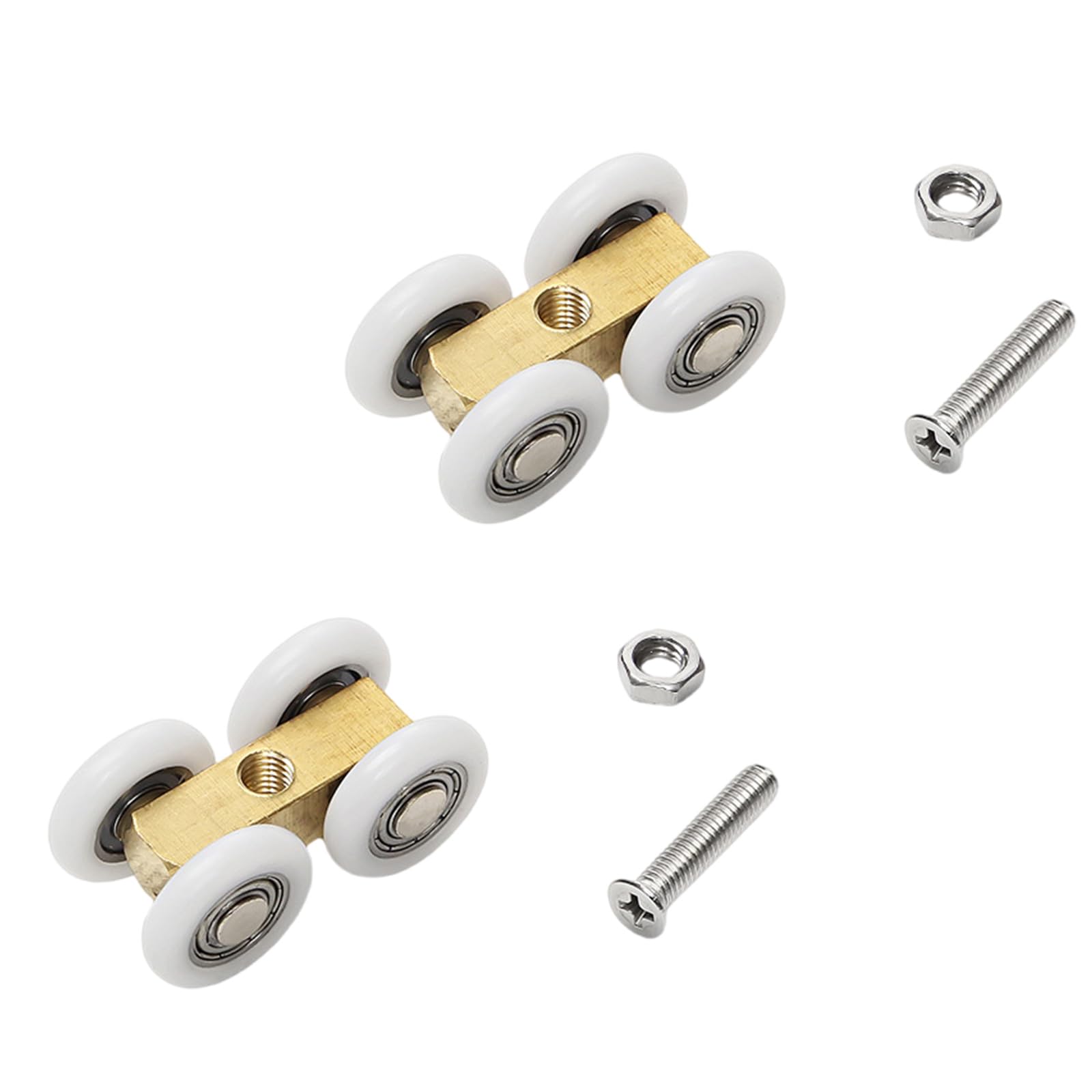 2Pcs Four Wheel Hanging Pulley Roller Stainless Steel Shower Door Rollers Smooth Quiet Sliding Glass Door Wheel Four Hanging Pulley Roller