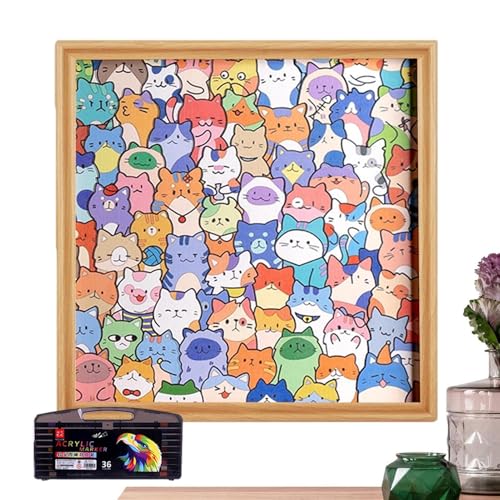 Juegos de puzzle de pintura de gatito lindo y juguetes educativos de madera para niños