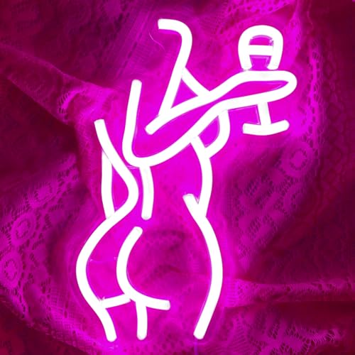 Image of Sexy Lady Back Neon Sign, Led Night Light Pink Woman Neon Light for Bedroom Man Cave Bar Gaming Room Wall Art Decor Gifts