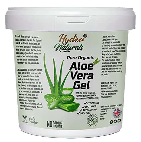 Hydra Naturals Aloe Vera Gel for Hair, Skin, Face, Dry Skin and Multipurpose Made From Freshly Cut Aloe Vera All-Over Head to Toe 1000ml Large XXL Size