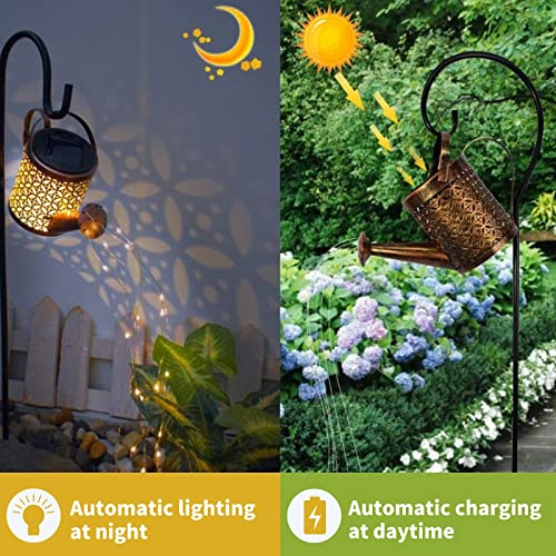 GZKPL Luzes solares de cascata ao ar livre, regador solar luzes LED decoração luzes de fadas fora pr