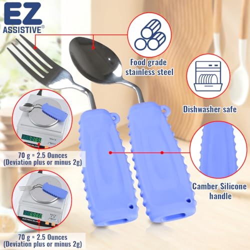 Adaptive Utensils, Weight Utensils for Tremors and Parkinson Patients, Utensil Set Spoon and Fork for Elderly (Right Hand - 1 Set Purple Spoon and Fork) - Image 5