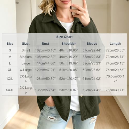 Corduroy Shirt Women Long Sleeve Button Down Oversized Jacket - image 5