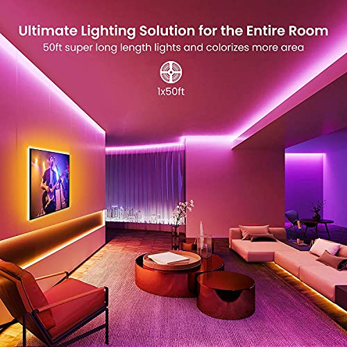 GUPUP WiFi Led Lights 50ft,Tuya Smart App Controlled Led Strip Lights,Work with Alexa and Google Assistant Devices,Sound Activated Light Strip,Music Sync,Color Changing Led Lights(APP+Remote+Voice) - Image 3