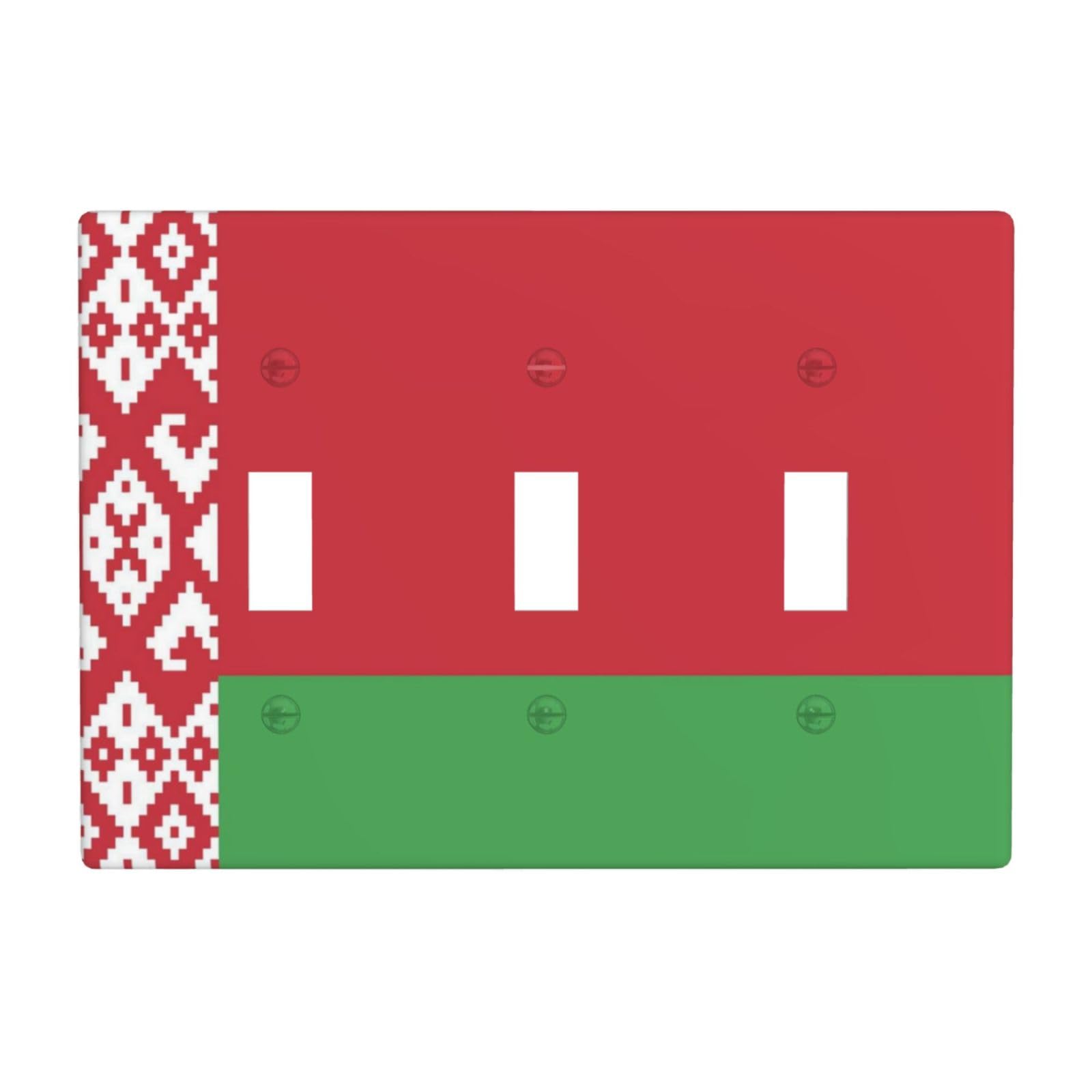 Flag of Belarus 3 Gang Switch Plate Cover-Unbreakable Polycarbonate Wall Plate, Heat Resistant Toggle Switch Decor for Home