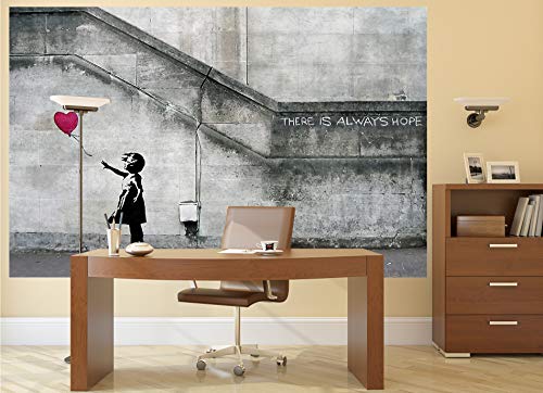 GREAT ART® XXL Poster | 140 x 100 cm | Banksy Art Balloon Girl | Wandbild Dekoration There Is Always Hope Banksy Girl Balloon Banksi Street Style Stencil Fotoposter Wanddeko