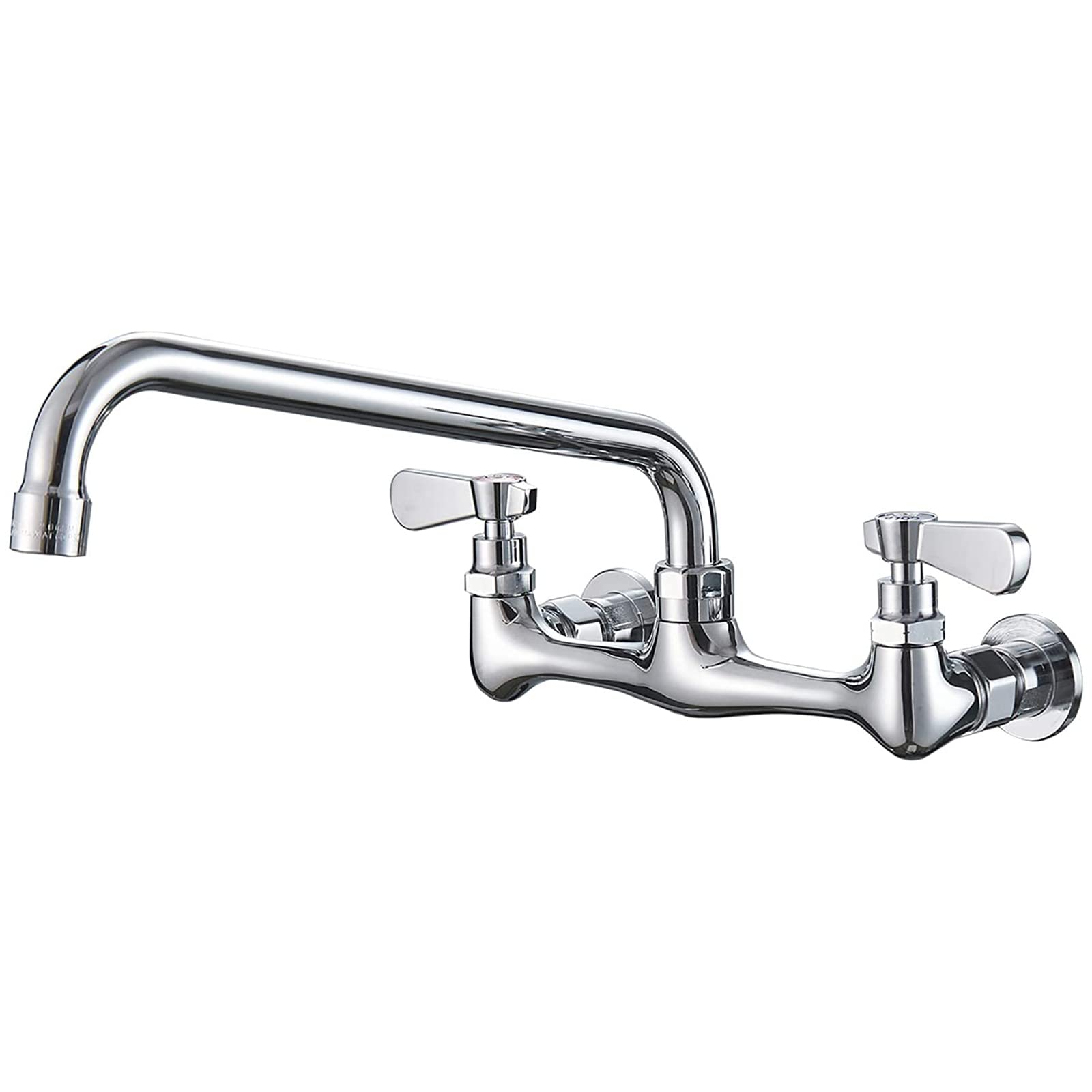 BWE Kitchen Faucet Wall Mount Dual Handles Commercial Sink Faucet with 14 Inch Swivel Spout Kitchen Faucets Utility Laundry Restaurant Chrome Solid Brass Mixer Tap Laundry Faucet