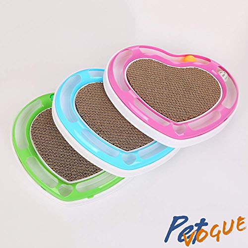 Image of Cat Stratcher By PetVogue with Free Catnip Heart Shape Cat Scratcher Pad Recyclable Corrugated Cardboard with Bell Ball Tunnel Toy | Free Catnip Included (Color May Vary)