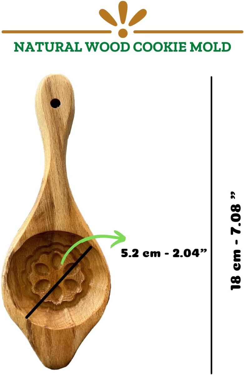 Traditional Wooden Cookie, Cake & Pastry Maamoul Mold Press New Design Middle Eastern Cookie Mold (Flower Design)